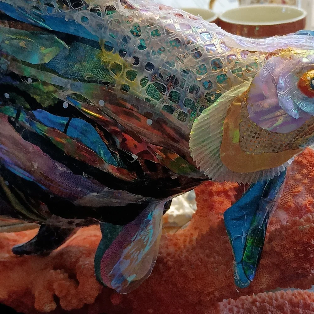Colorful Fish Sculpture and coral